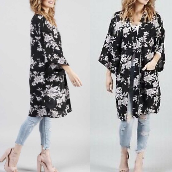 maya kimono black floral